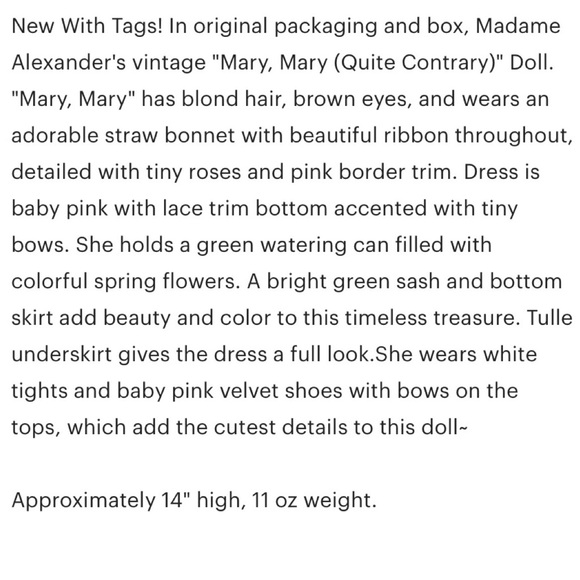 ❌SOLD!❌Vintage Madame Alexander collectible “Mary, Mary”doll - Picture 10 of 12